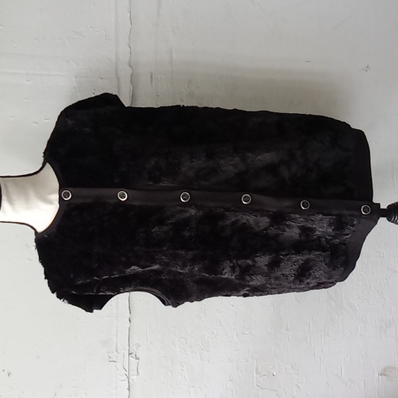 Frank Walder black button-up furry vest sz 16 - Picture 3 of 6